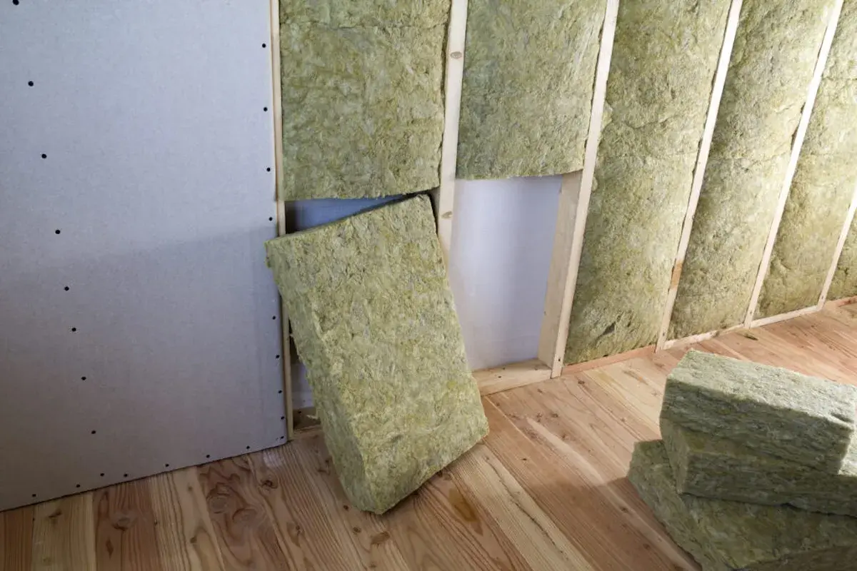 Pannelli isolanti in lana di roccia pronti per la riqualificazione energetica di un sottotetto.